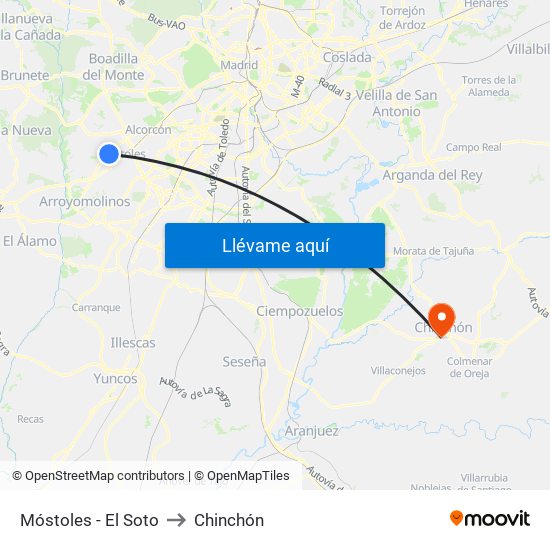 Móstoles - El Soto to Chinchón map