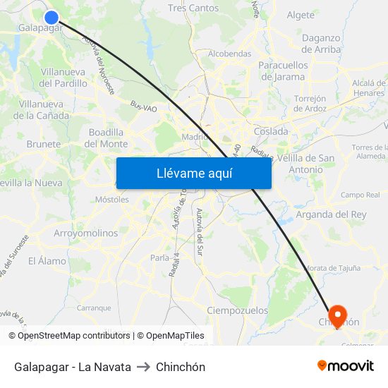 Galapagar - La Navata to Chinchón map