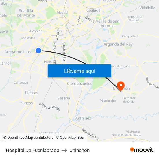 Hospital De Fuenlabrada to Chinchón map