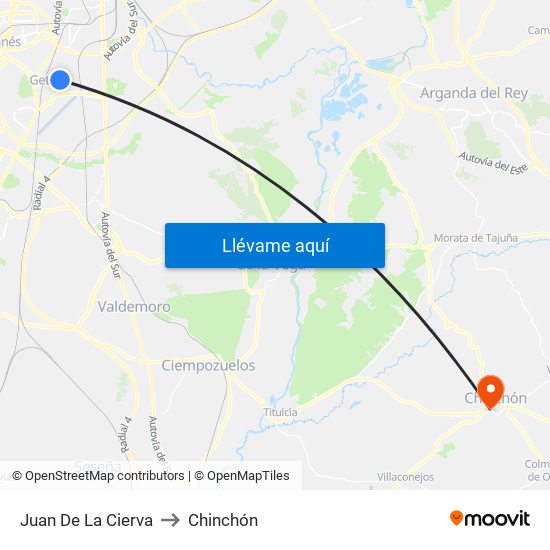 Juan De La Cierva to Chinchón map