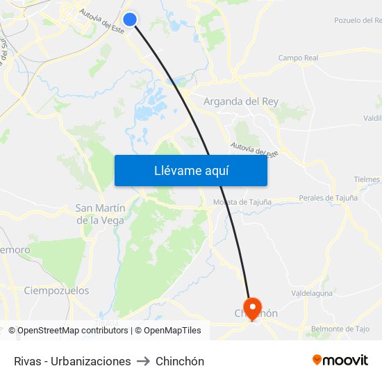 Rivas - Urbanizaciones to Chinchón map