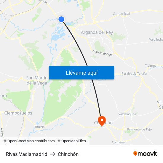 Rivas Vaciamadrid to Chinchón map