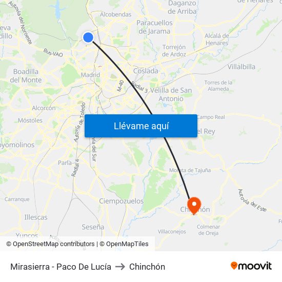Mirasierra - Paco De Lucía to Chinchón map