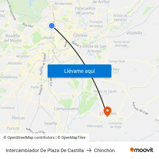 Intercambiador De Plaza De Castilla to Chinchón map