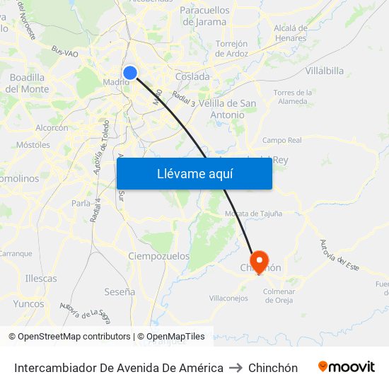 Intercambiador De Avenida De América to Chinchón map