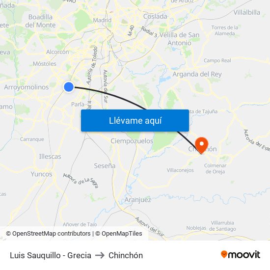 Luis Sauquillo - Grecia to Chinchón map
