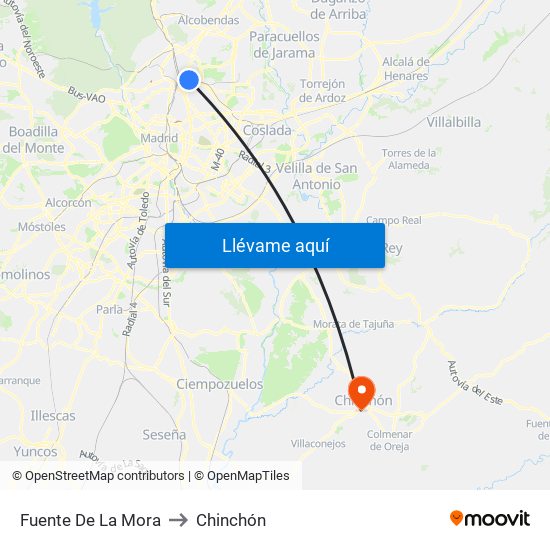 Fuente De La Mora to Chinchón map