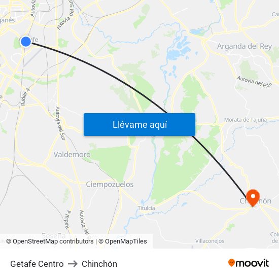 Getafe Centro to Chinchón map