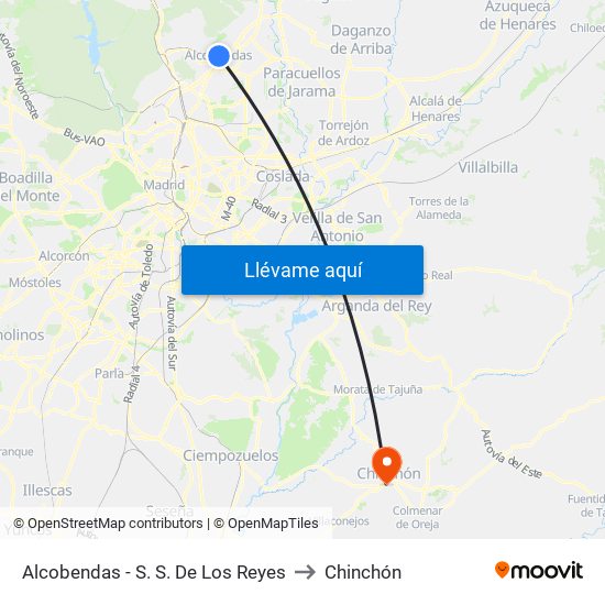 Alcobendas - S. S. De Los Reyes to Chinchón map
