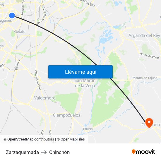 Zarzaquemada to Chinchón map
