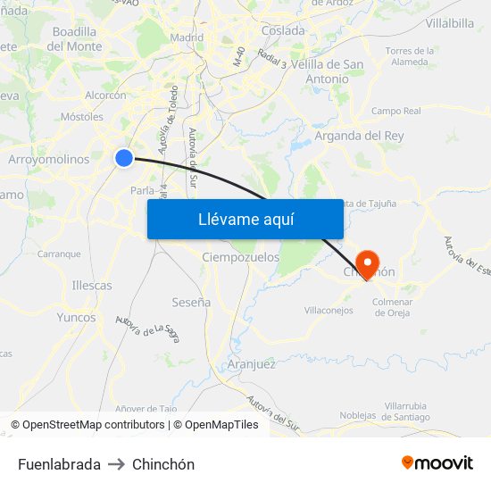 Fuenlabrada to Chinchón map