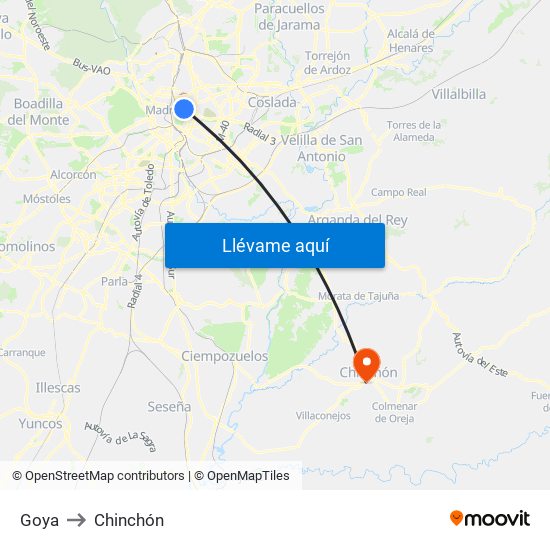 Goya to Chinchón map