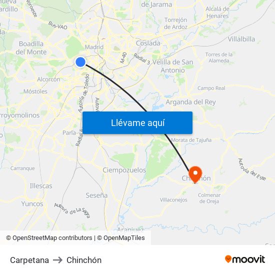 Carpetana to Chinchón map