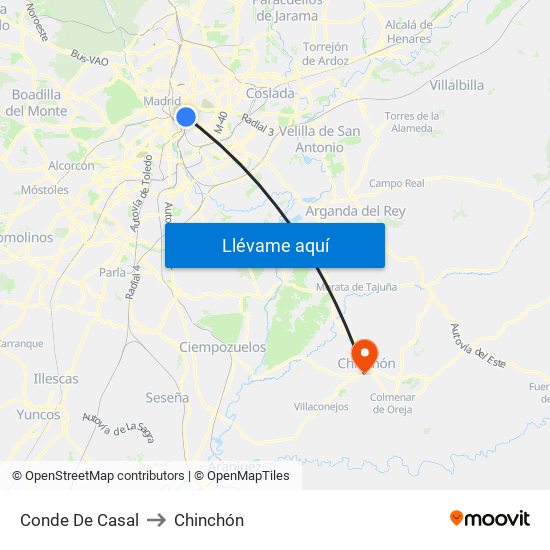 Conde De Casal to Chinchón map