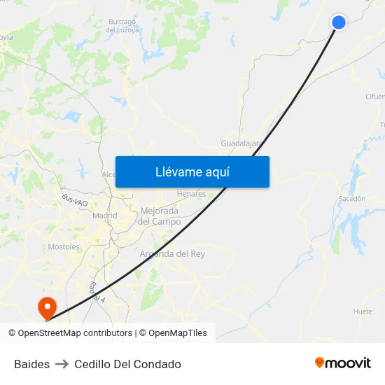 Baides to Cedillo Del Condado map