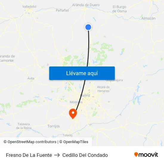 Fresno De La Fuente to Cedillo Del Condado map