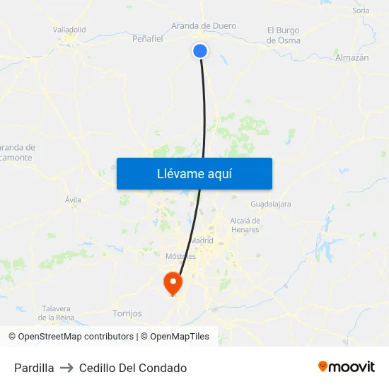 Pardilla to Cedillo Del Condado map