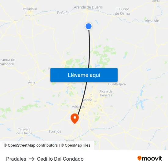 Pradales to Cedillo Del Condado map
