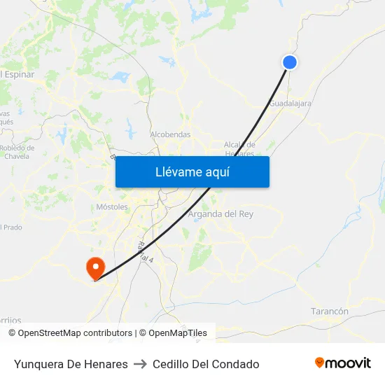 Yunquera De Henares to Cedillo Del Condado map