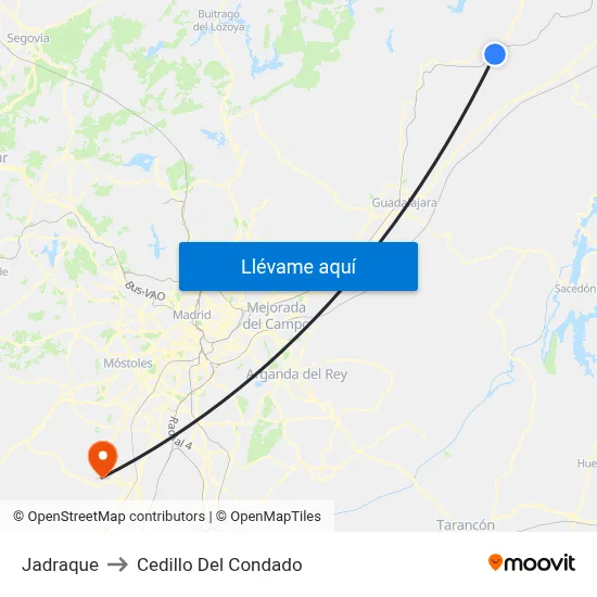 Jadraque to Cedillo Del Condado map