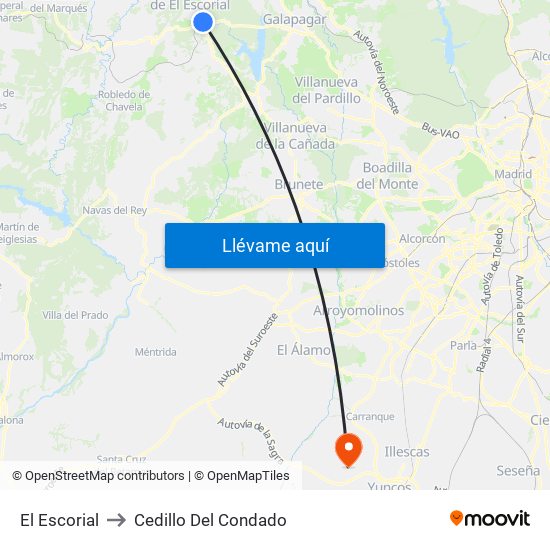 El Escorial to Cedillo Del Condado map