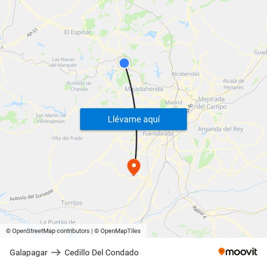 Galapagar to Cedillo Del Condado map