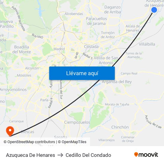Azuqueca De Henares to Cedillo Del Condado map