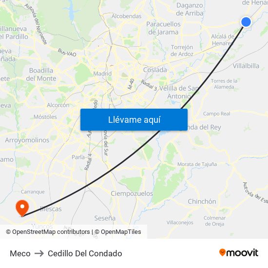 Meco to Cedillo Del Condado map