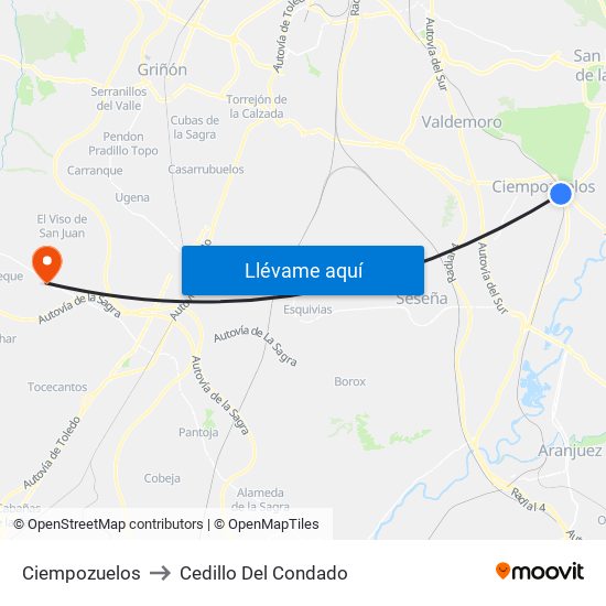 Ciempozuelos to Cedillo Del Condado map