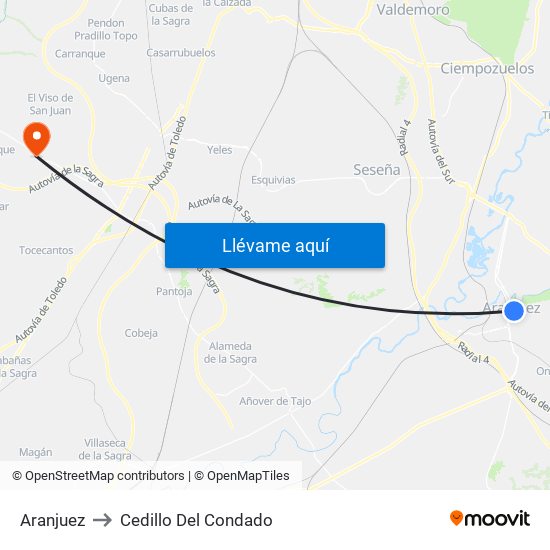 Aranjuez to Cedillo Del Condado map