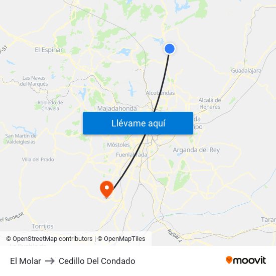 El Molar to Cedillo Del Condado map