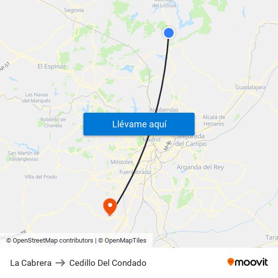 La Cabrera to Cedillo Del Condado map