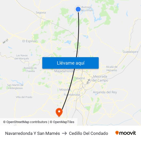 Navarredonda Y San Mamés to Cedillo Del Condado map