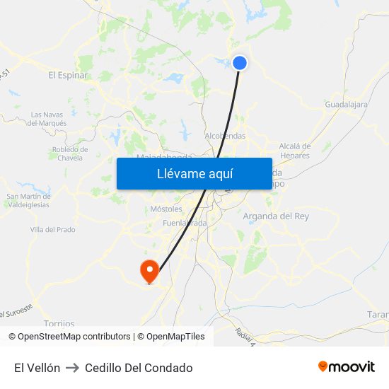 El Vellón to Cedillo Del Condado map