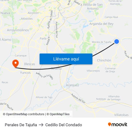 Perales De Tajuña to Cedillo Del Condado map
