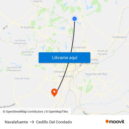 Navalafuente to Cedillo Del Condado map