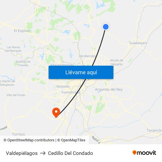 Valdepiélagos to Cedillo Del Condado map