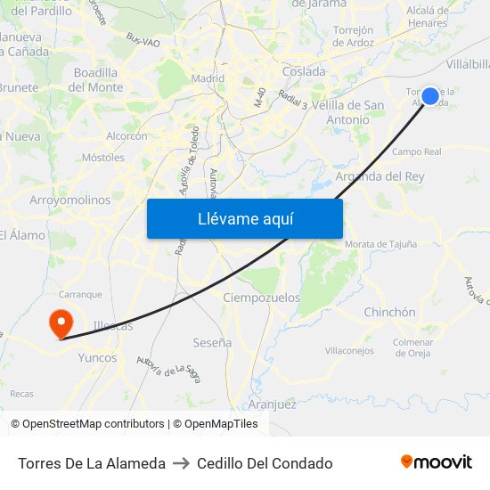 Torres De La Alameda to Cedillo Del Condado map
