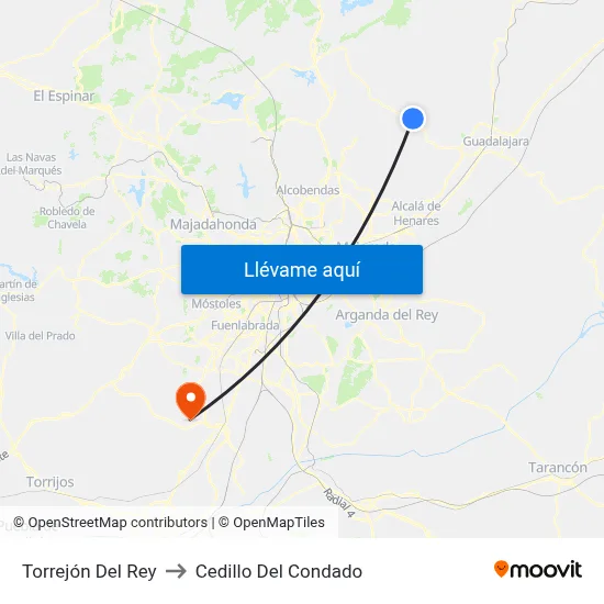 Torrejón Del Rey to Cedillo Del Condado map