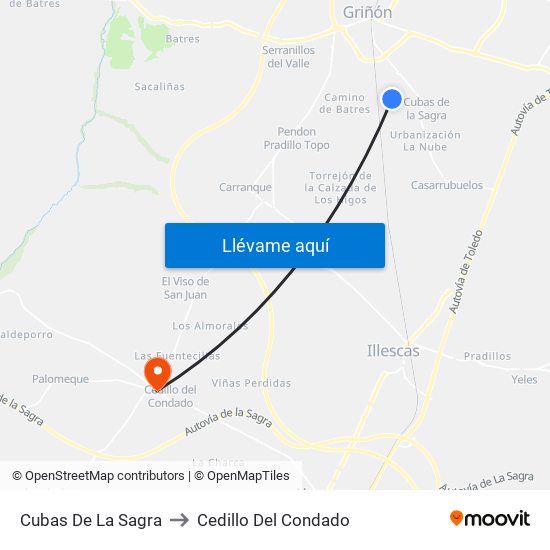 Cubas De La Sagra to Cedillo Del Condado map