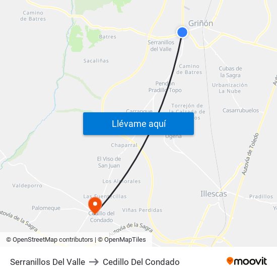 Serranillos Del Valle to Cedillo Del Condado map