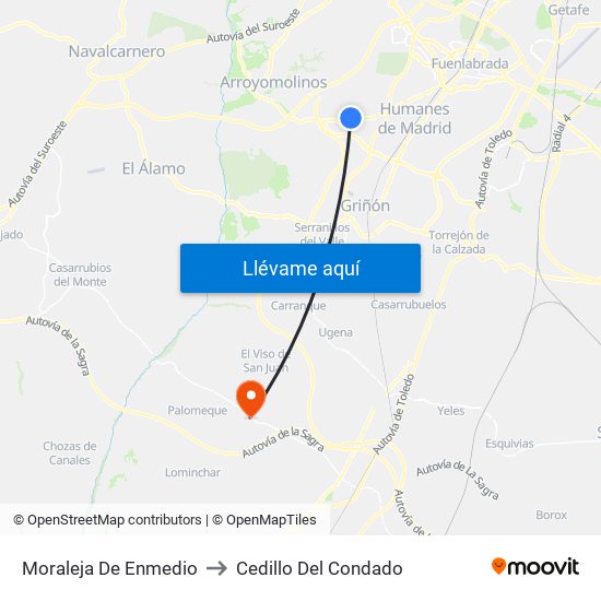 Moraleja De Enmedio to Cedillo Del Condado map