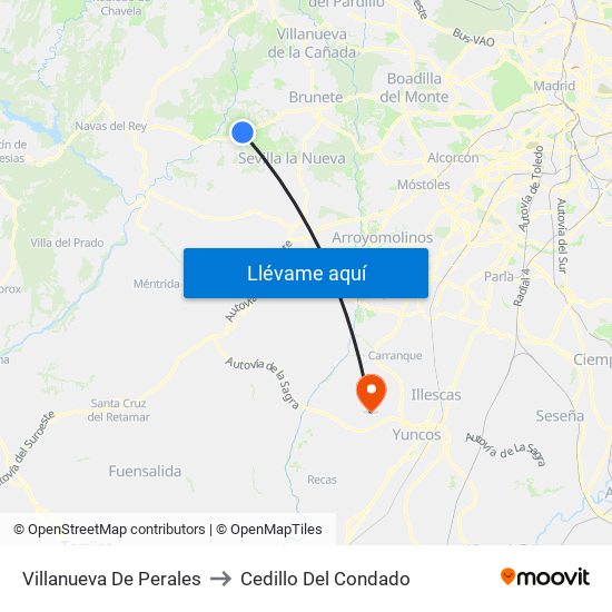 Villanueva De Perales to Cedillo Del Condado map