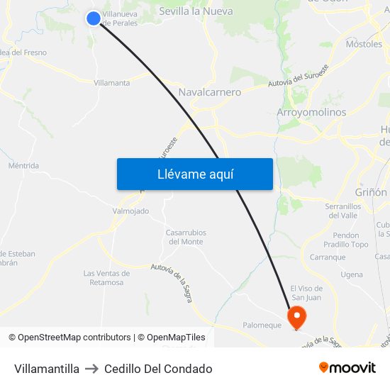 Villamantilla to Cedillo Del Condado map