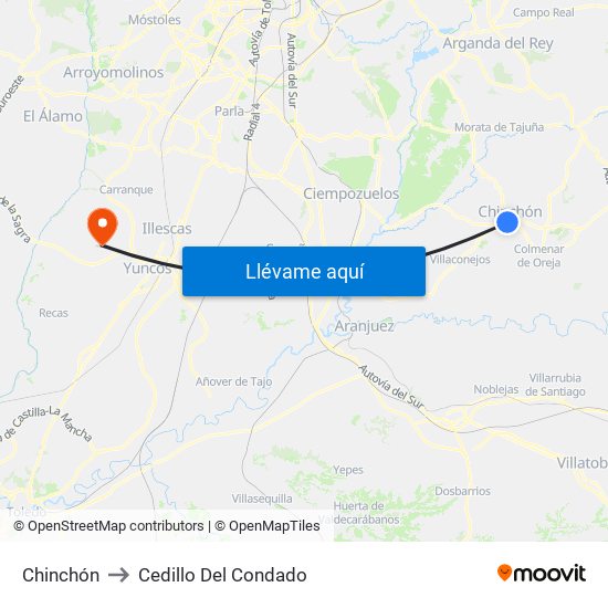 Chinchón to Cedillo Del Condado map