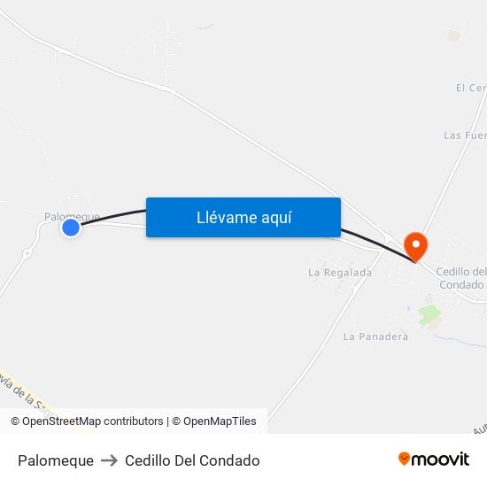 Palomeque to Cedillo Del Condado map