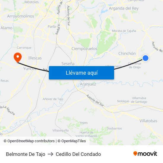 Belmonte De Tajo to Cedillo Del Condado map