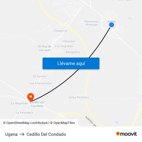 Ugena to Cedillo Del Condado map