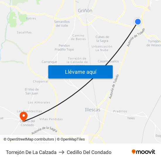 Torrejón De La Calzada to Cedillo Del Condado map