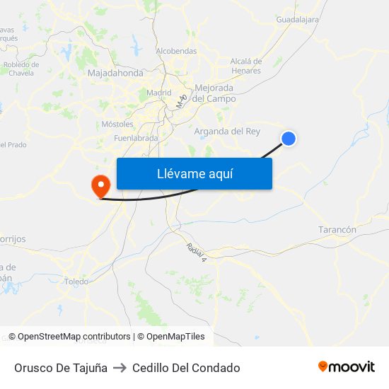 Orusco De Tajuña to Cedillo Del Condado map